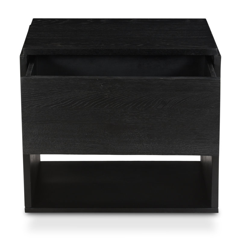 1 - Drawer Solid Wood Nightstand, Black
