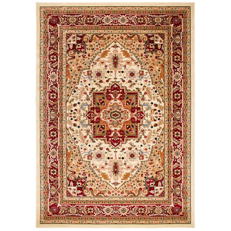 Theresa Oriental Ivory/Red Area Rug Charlton Home Rug Size: Rectangle 3'3 x 5'3