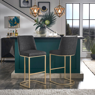 Upholstered Counter Stool with Metal Frame