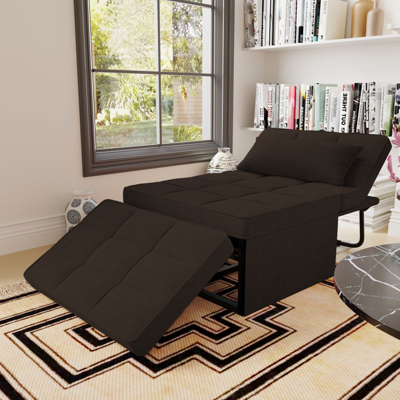 Chaliyah 71" Upholstered Convertible Sleeper Sofa, Dark Brown Cotton Blend