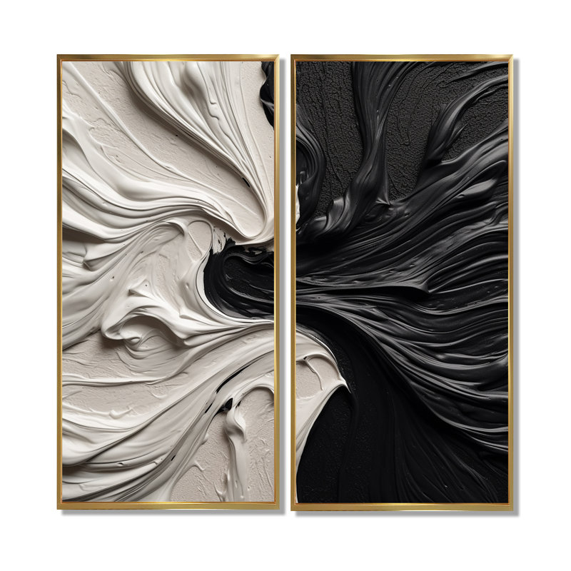 Grand décor mural géométrique abstrait noir et blanc marbré Dreamscape III, 40" H x 40" W, Impression encadrée flottante