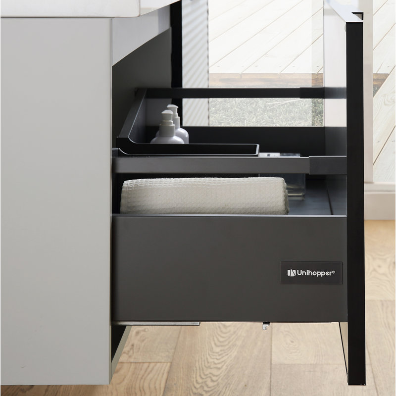 Ensemble de meuble-lavabo double mural 58 po mortrick, Gris argenté