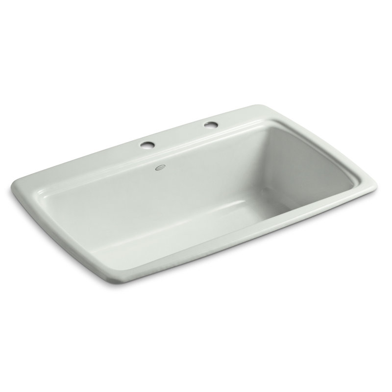 Cape Dory 33" L x 22" W x 9-5/8" Top-Mount Single-Bowl Kitchen Sink, Iron Cobalt, 2 Hole