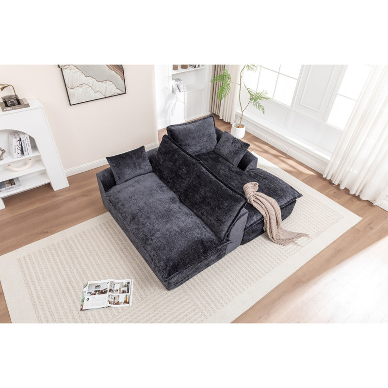 Canapé modulaire 103 po avec méridienne en forme de L, canapé modulaire désossé large de 103 po pour le salon, aucun assemblage requis