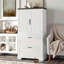 Armoire de rangement blanche moderne avec portes en X, tablettes intérieures et 2 tiroirs pour le salon, le vestibule ou la chambre à coucher