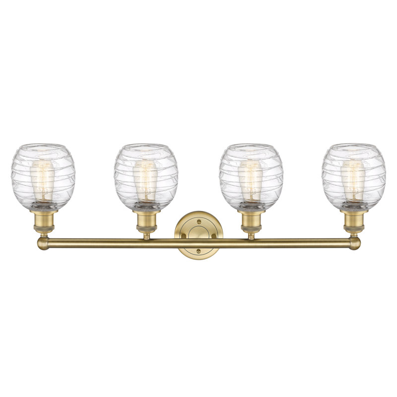 Éclairage pour meuble-lavabo 4 lumières Carlucci, Déco tourbillon, Laiton brossé