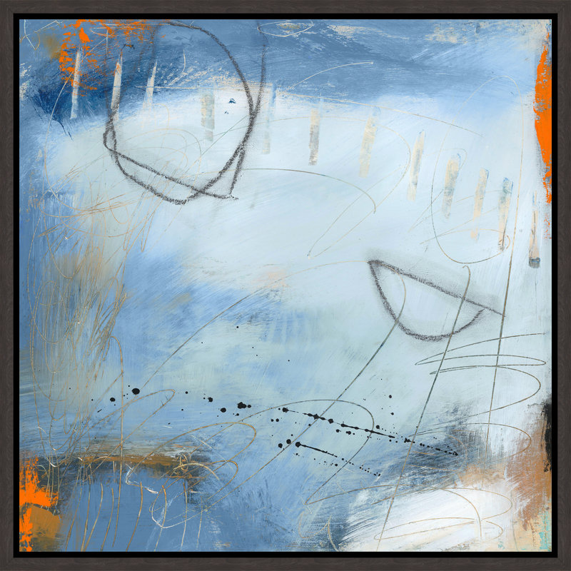 «Quiet Reflection IV» par Ann Golumbuk, peinture sur toile à cadre flottant, Image au gel brossé