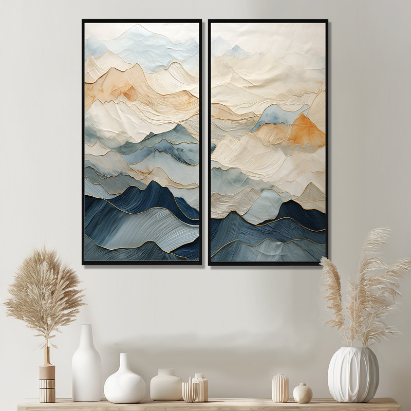Majestic Mountain Peaks - Art mural traditionnel, 40" H x 40" W, Impression encadrée flottante, Black