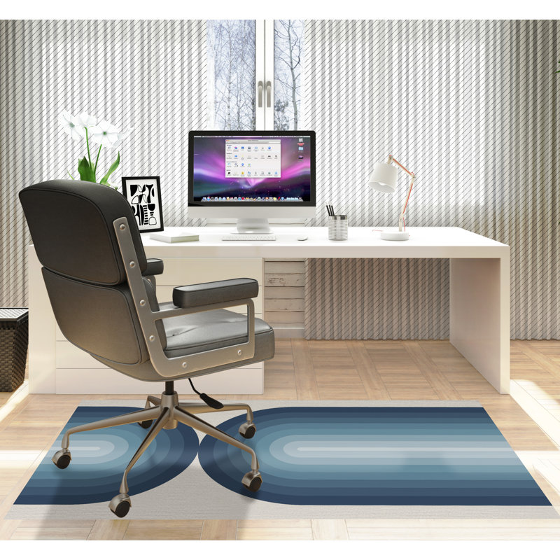 Tapis de chaise rectangulaire Dome, L 36 po x L 60 po, Bleu