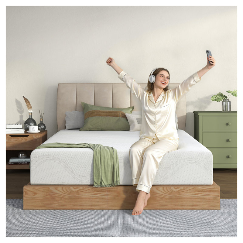 Matelas en mousse à mémoire de forme pleine grandeur de 10 pouces de couleur blanche avec design rafraîchissant, 10"