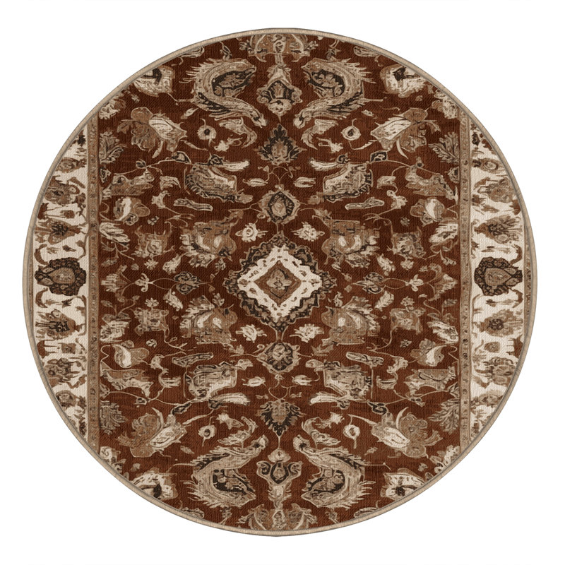 Tapis brun lavable à la machine, Rond 4 pi