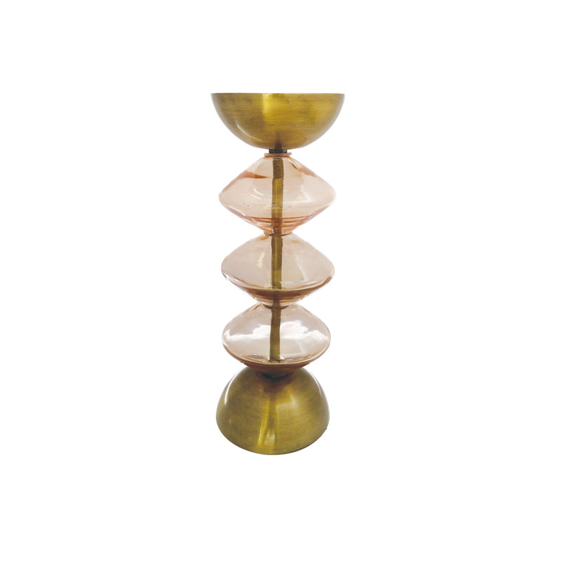 Porte-bougie décoratif en verre récupéré et métal