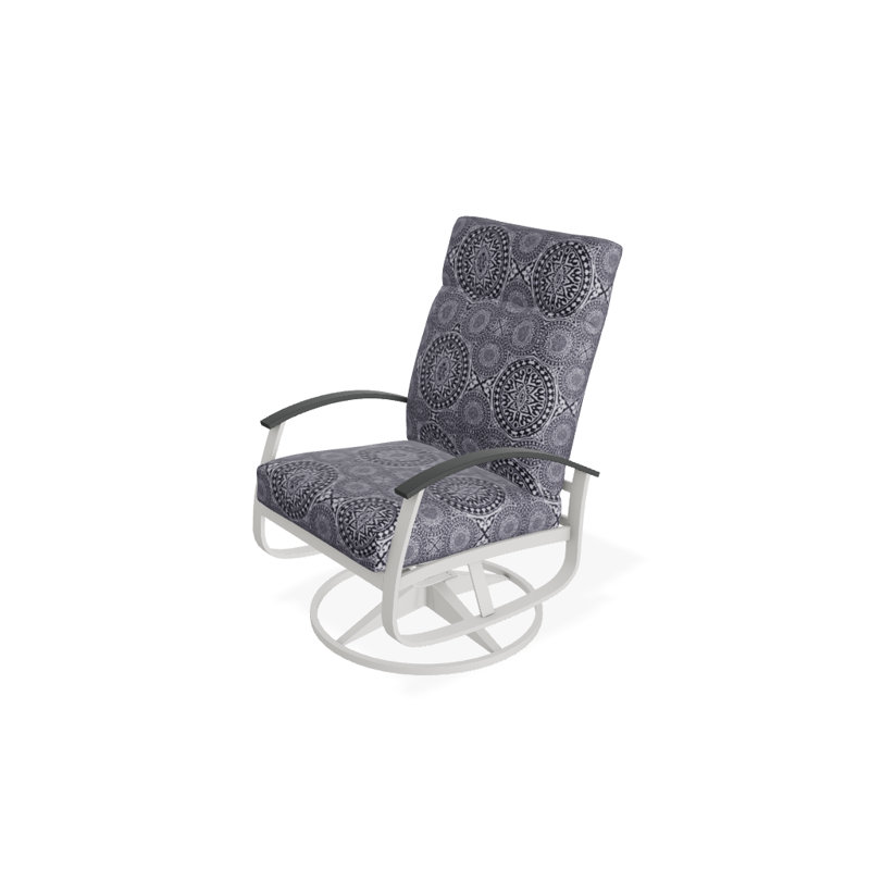 Belle Isle Outdoor Rocker Chair, Blue/White Stripe, Classic Graphite P30, Textured Snow