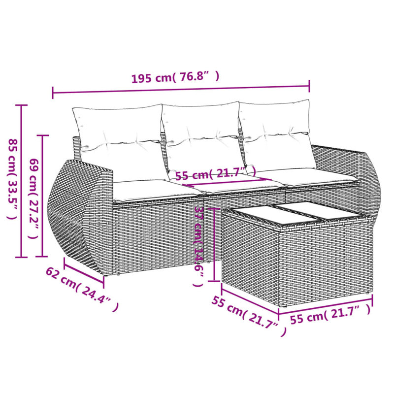 Vidaxl Garden Sofa Set Black, Cream White