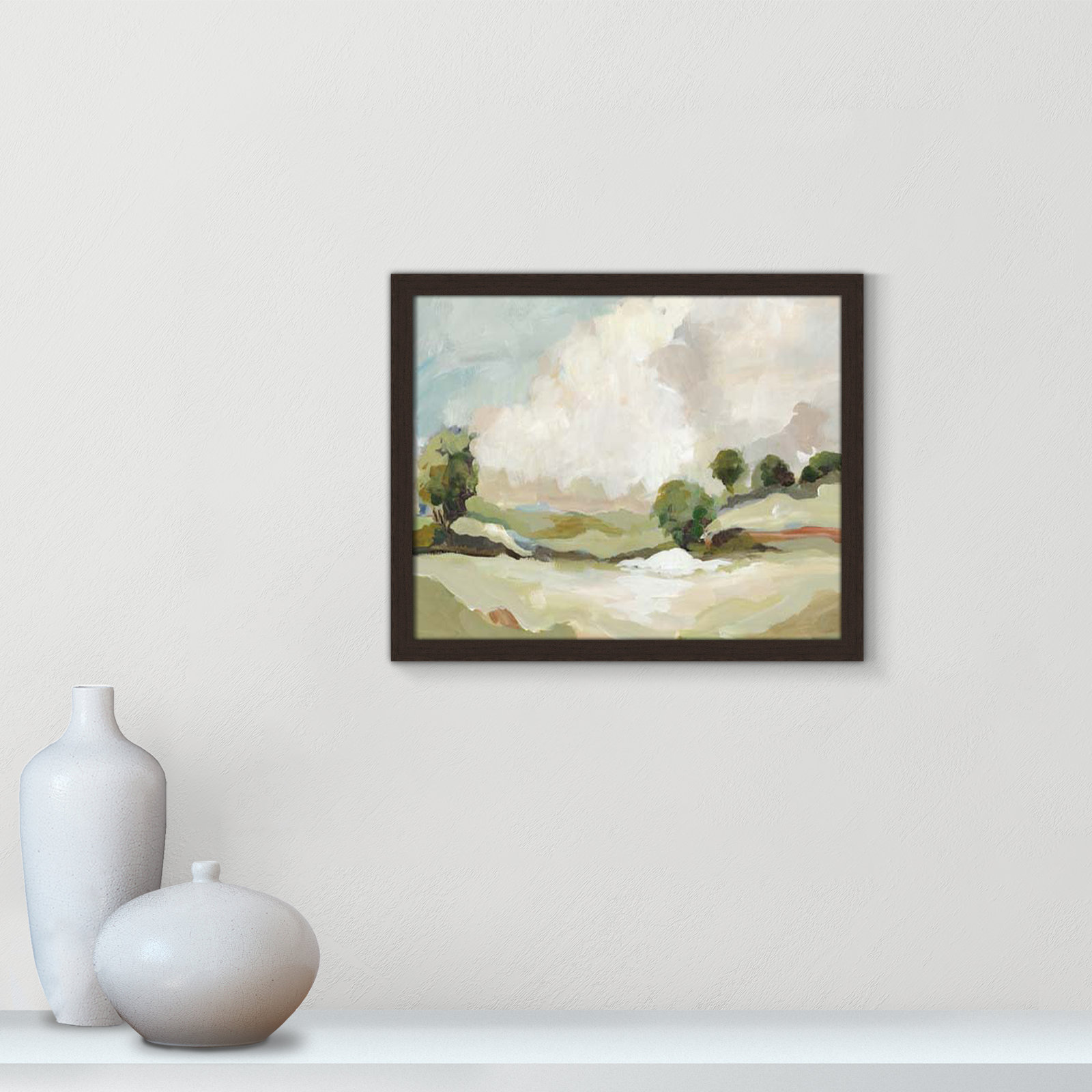 Pastoral Land by Allison Pearce, 16" H x 19" W x 1.25" D, Walnut