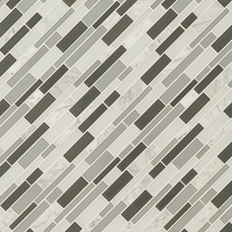 Interlocking Random Sized Metal/Glass Mosaic Sheet Tile