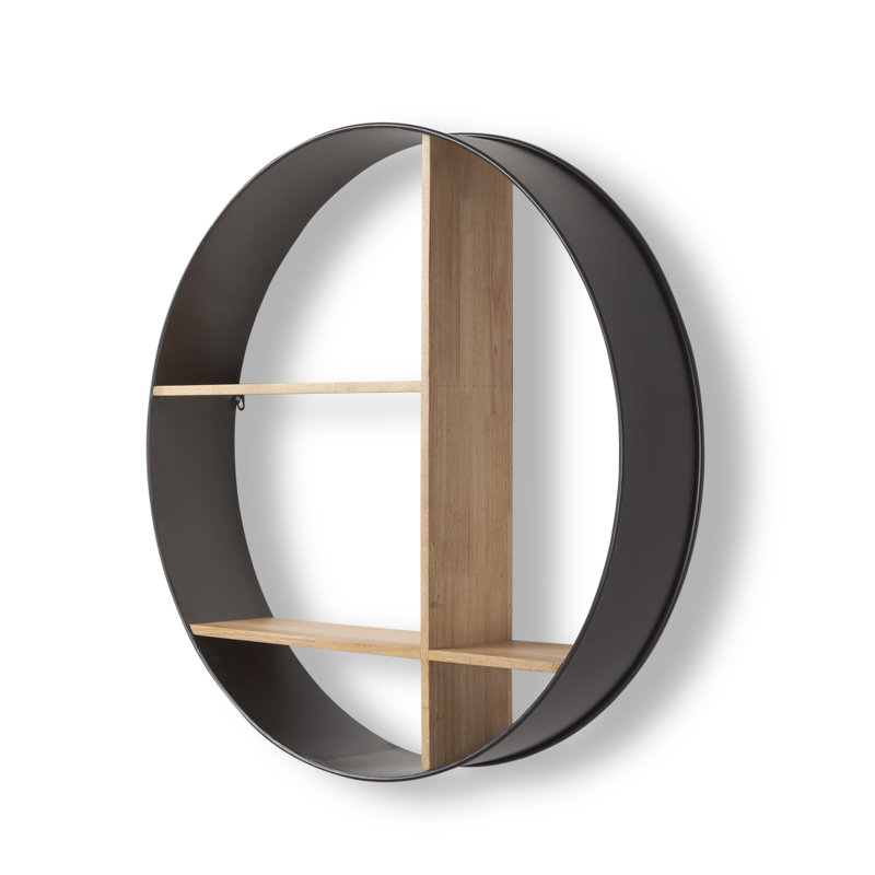 Étagère circulaire en métal et en bois 36 po