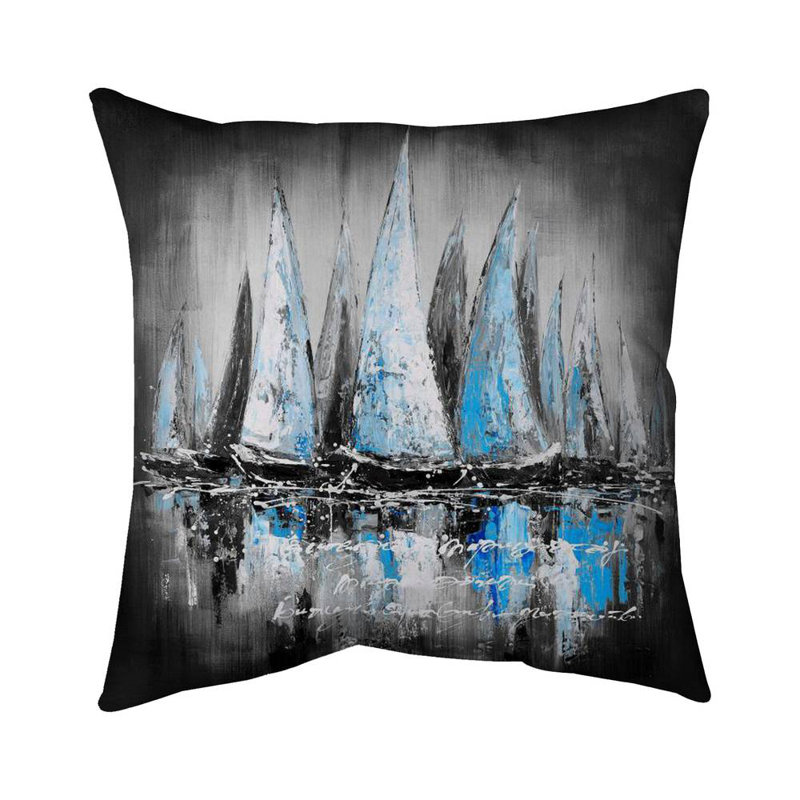 Blue sailboats - 18"x18" Throw pillow cover - Poly twill - Print on demand