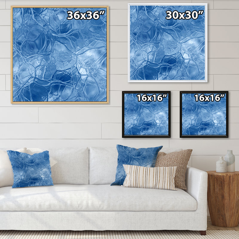 Blue Ice Structures - Impression sur toile, Cadre flottant en érable, H 30 po x l 30 po