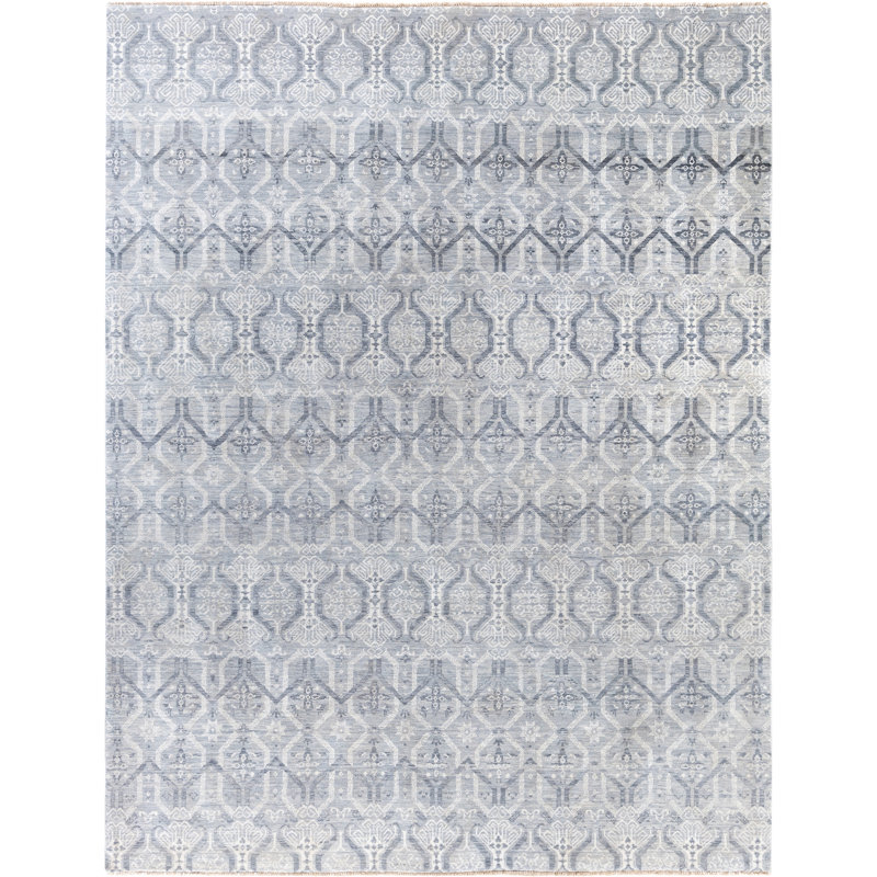 Tapis unique noué à la main gris 7 pi 10 po x 10 pi 2 po Leonard