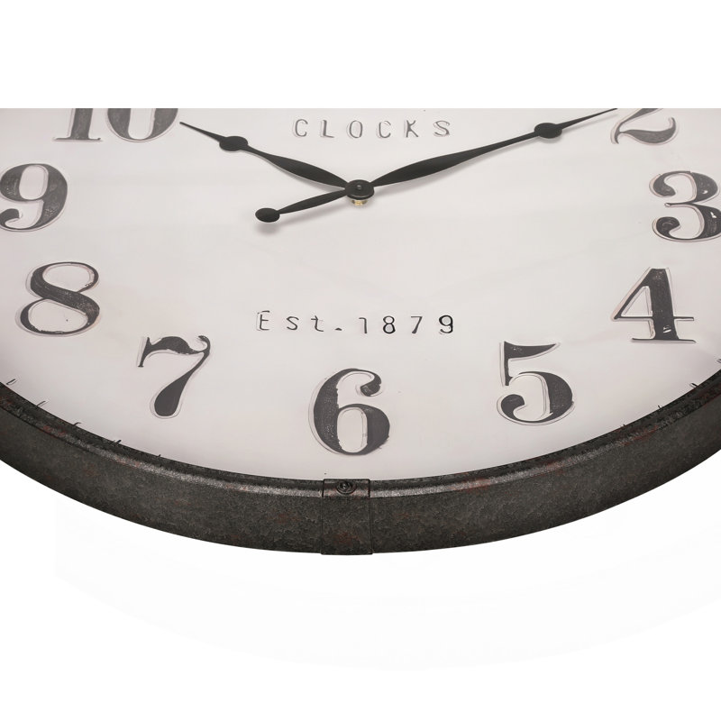 Horloge murale, ronde, 30 po, grande horloge murale, brun, transitionnel