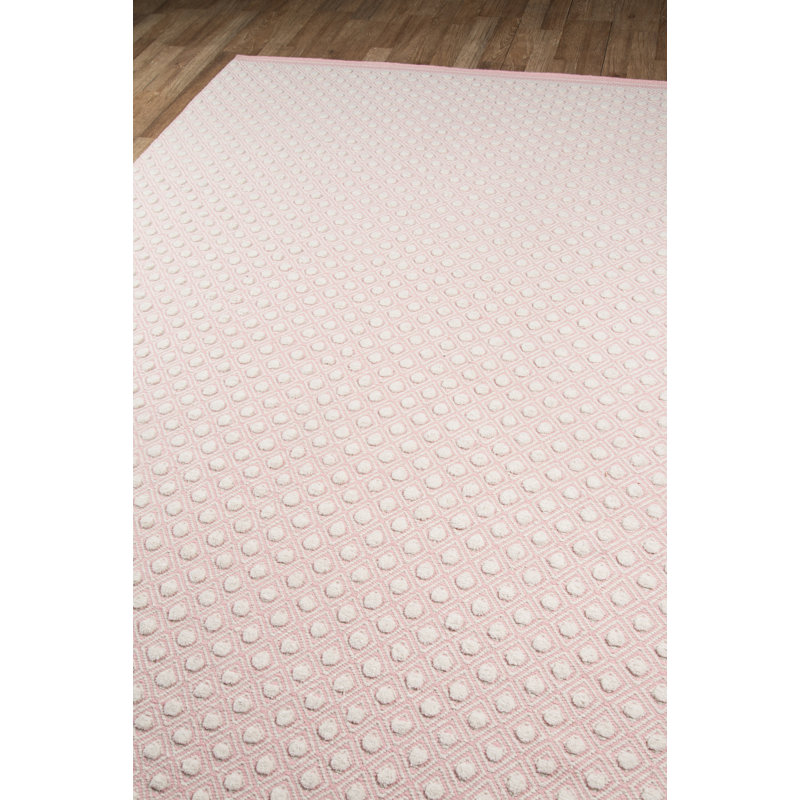 Langdon Wool Polka Dots Area Rug in Pink, Rectangle 7'6" x 9'6"