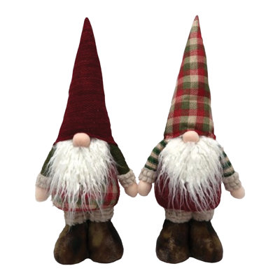 2 Piece 14" Plaid Gnomes Set