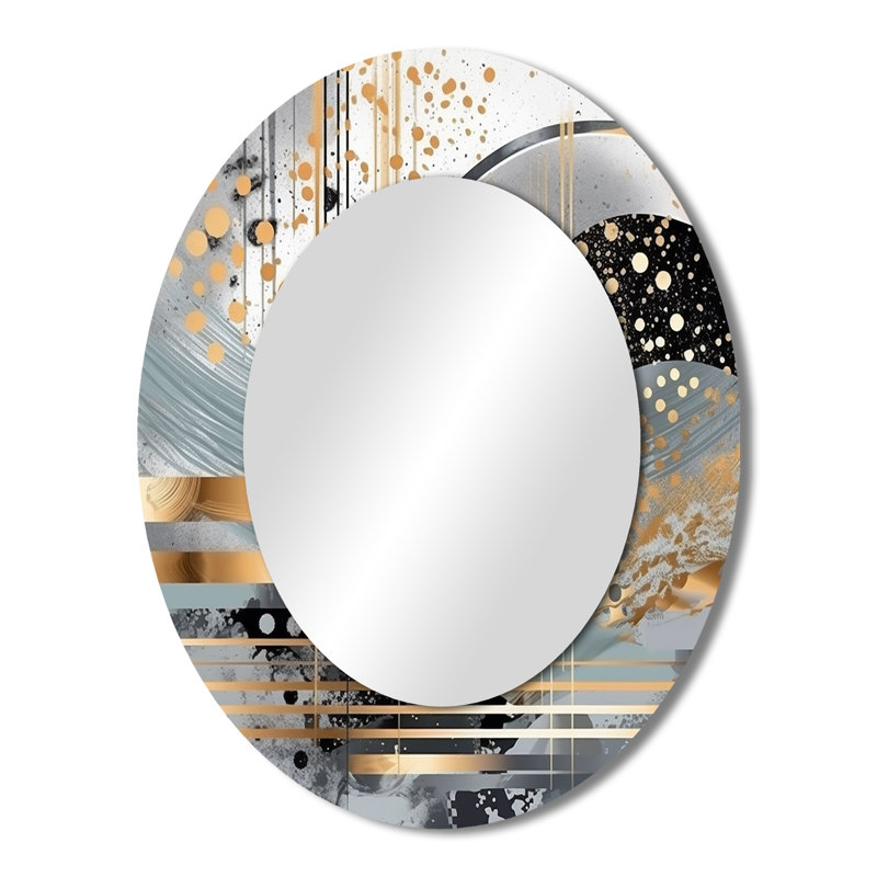 Miroir mural moderne gris et or à rayures pastel Melody II, H 43 po x l 33 po