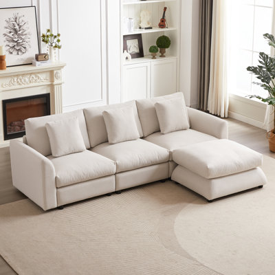 Theo 102.2-Inch L-Shaped Sectional Sofa with Ottoman