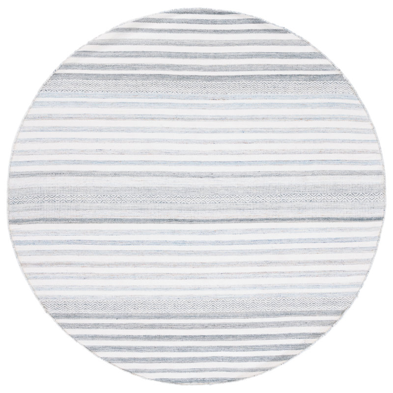 Mariselys Hand Woven Performance Striped Rug, Round 6'