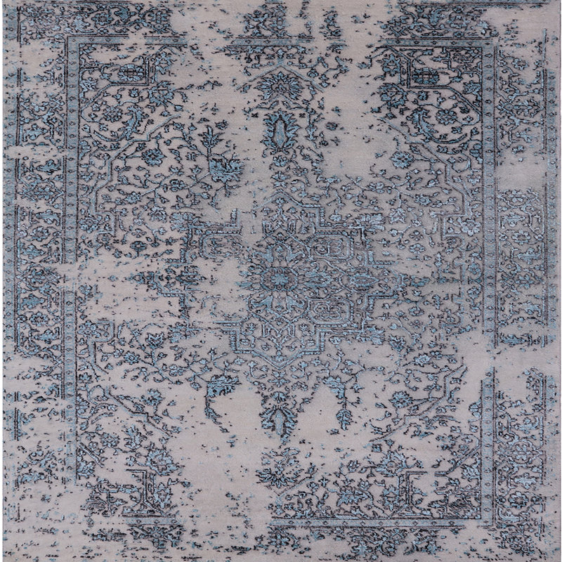 Tapis oriental bleu / gris Shawnna, Carré 3 pi