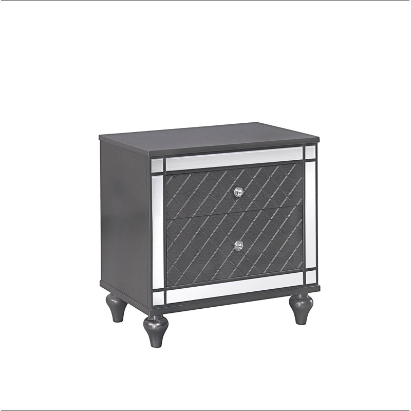Table de bout de table de chevet 2 tiroirs de style contemporain 1Pc Glam