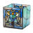 4.75"H Blue Flourishes Stained Glass Candle Holder