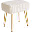 Repose-pieds rectangulaire avec repose-pieds, tabouret de coiffeuse, coiffeuse en velours, pieds en acier doré, pour la salle de maquillage, chambre à coucher, quadrillage carré, blanc