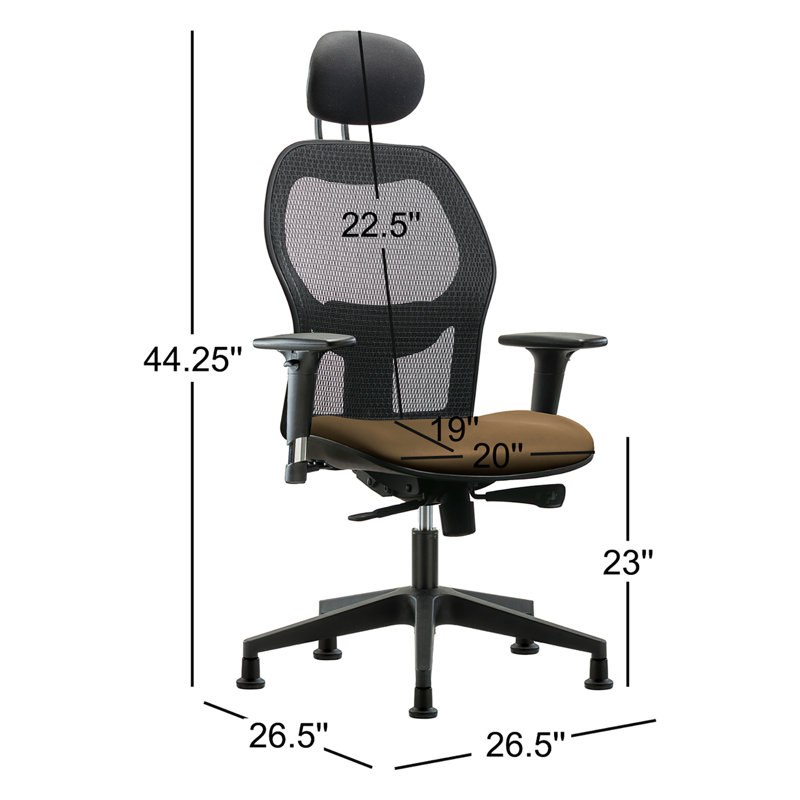 Vinyl Task Chair with Headrest, Taupe