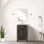 33,87 po Grand meuble-lavabo en chêne brun avec comptoir en acrylique - unité de rangement surélevée H avec miroir inclus-120994524