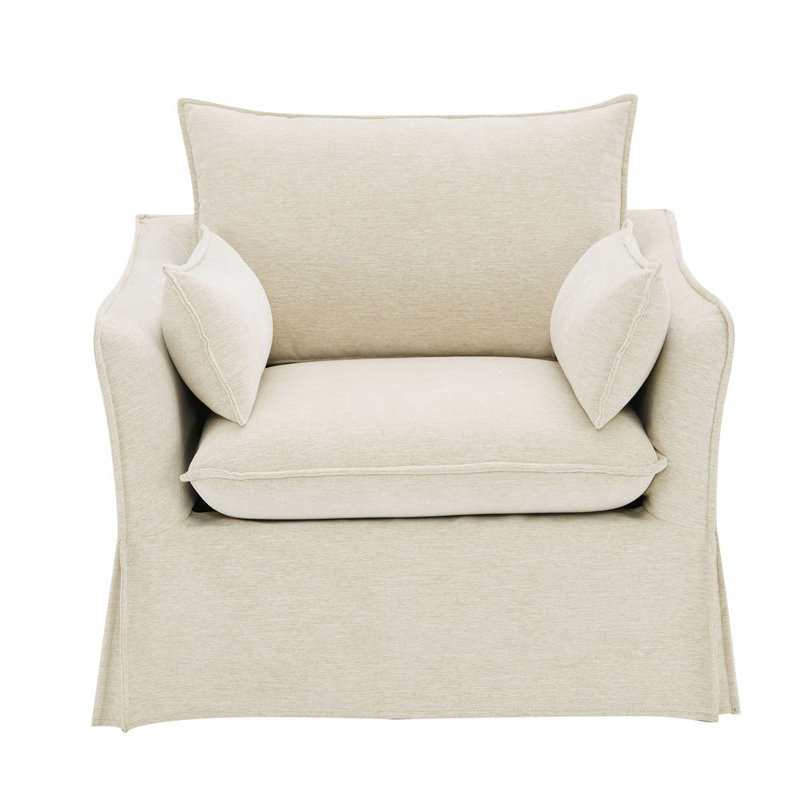 Chaise en lin beige avec 2 coussins