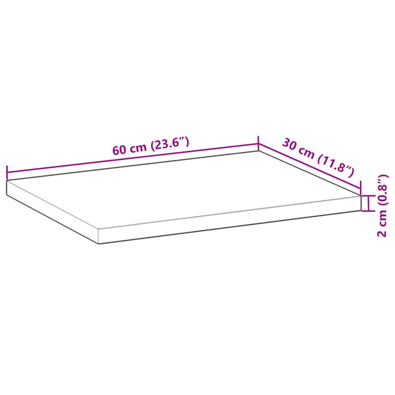 Ariani Solid Wood Floating Shelf, 2cm H x 60cm W x 30cm, Dark Brown