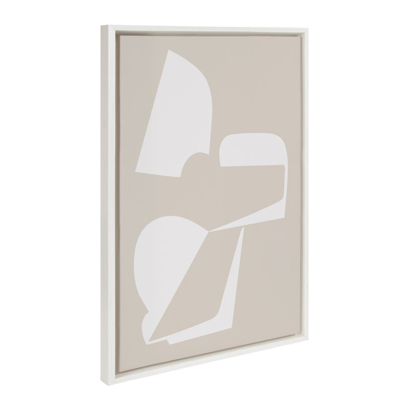 «Eye Catching Sleek Abstract 3 White and Beige» par The Creative Bunch Studio, reproduction d'art sur toile encadrée