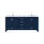 Ensemble de meuble-lavabo double bleu marine l 72 po x P 22 po, plateau en marbre de Carrare et robinet
