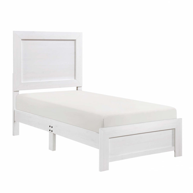 Mobilier de chambre à coucher à panneau en bois 1pc (lit seulement), Twin, White
