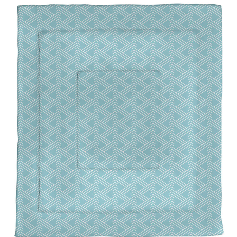 Édredon simple réversible en microfibre à motif Zig Zag, Édredon grand, Bleu sarcelle / blanc
