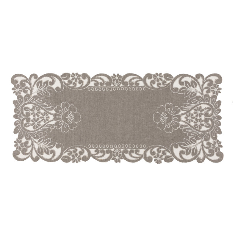 Chemin de table nappe brodé à motif floral clair Kurland, l 34 po x l 16 po