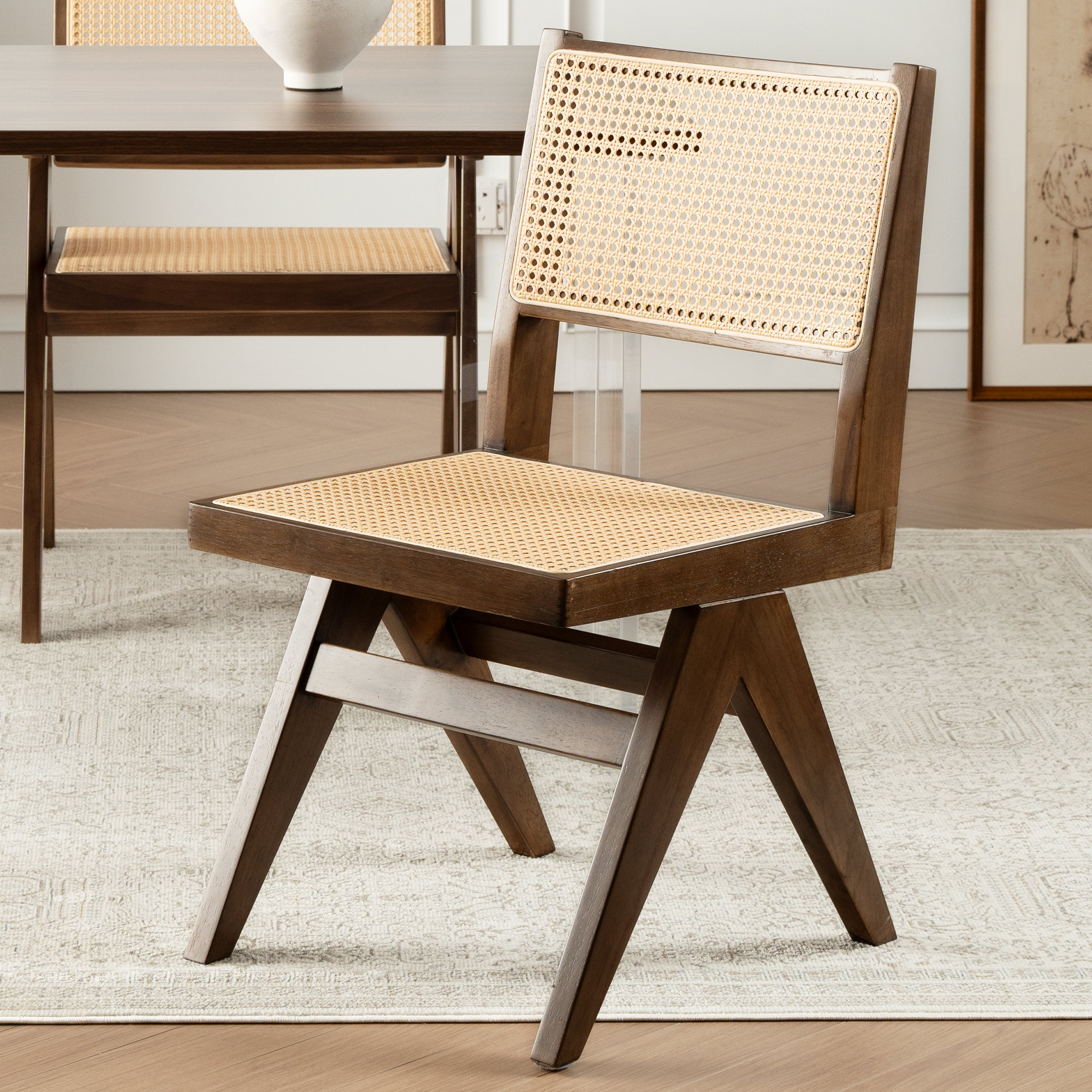 Bay Isle Home™ Anceline Solid Wood Rattan Side Chair Dining Chair Wayfair