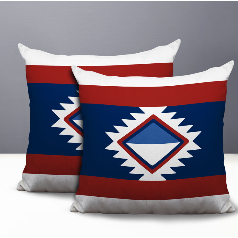 Ensemble de coussins réversibles d'intérieur / extérieur Founding, Navy Blue; Red; White, 18 x 18