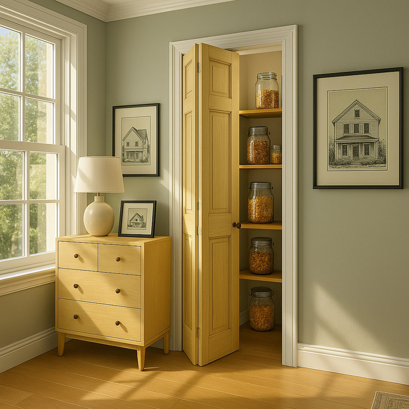 Portes pliantes en bois non finis à panneaux S&Z TopHand®, porte de placard, dalle de portes intérieures en bois de pin, porte de grange avec quincaillerie et poignée
