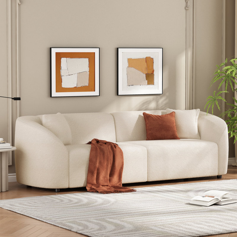 Canapé incurvé contemporain de 87 po beige: siège moelleux, conception épurée et structure durable - idéal pour les espaces de vie élégants