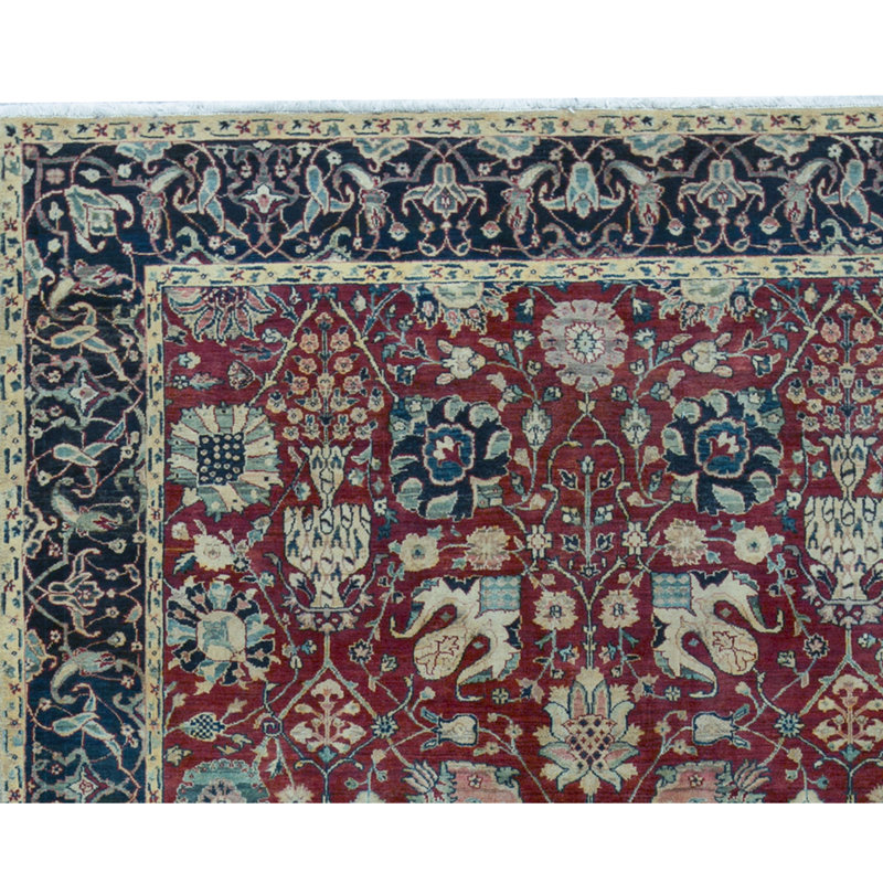 Sona Wool Oriental Area Rug in Red/Navy