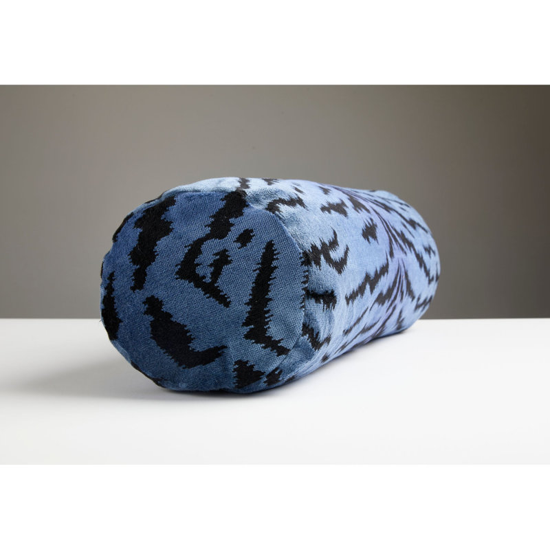 Wild Glamour Bolster Pillow Cover & Insert, Blues/Black