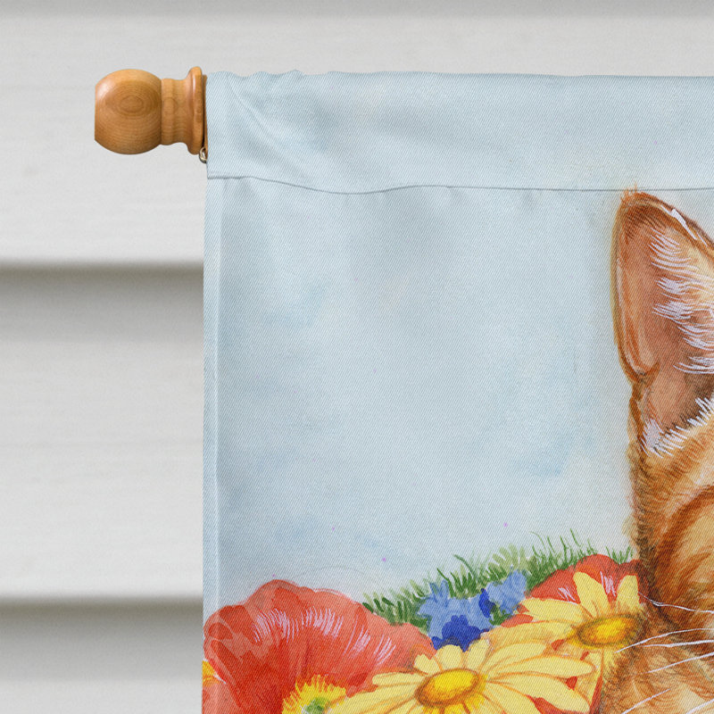 Drapeau de jardin à 2 côtés pour chat de gingembre en pot par debbie cook, H 28 po x l 40 po